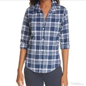 Frank & Eileen Barry plaid long sleeves, blue and white, medium